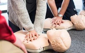 Participants practice CPR on dolls